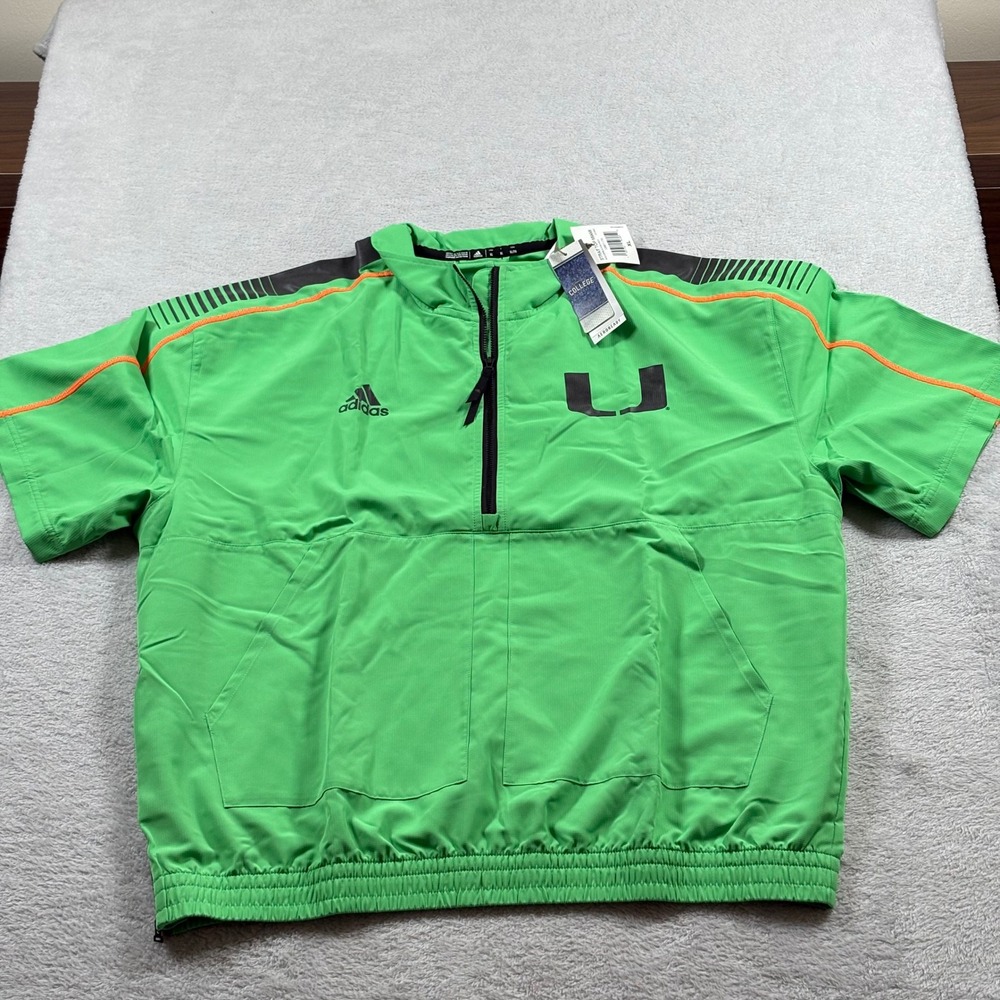 Miami Hurricanes Adidas Miami Nights Strategy Half-Zip Short Sleeve Jacket - XL - Picture 2 of 10